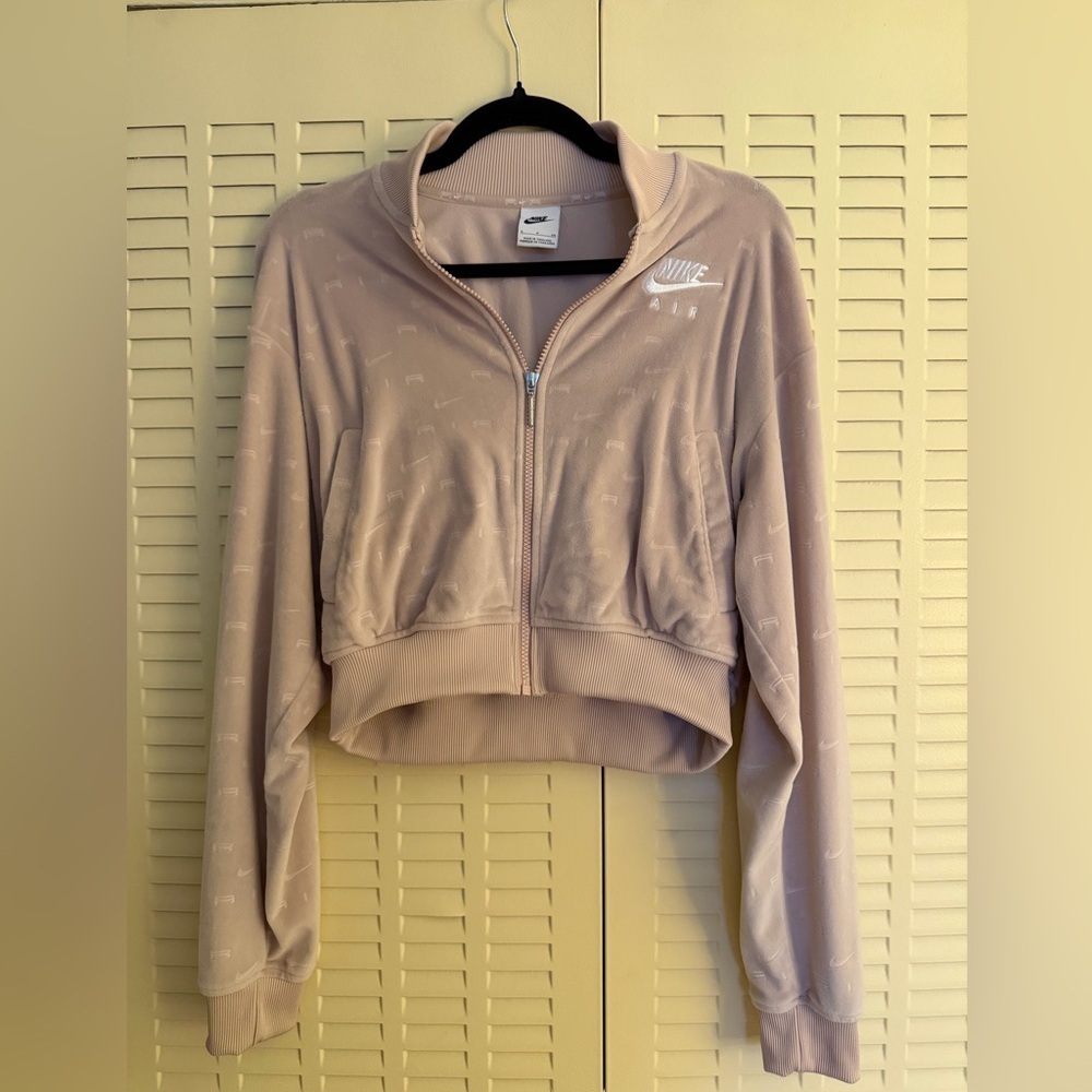 Nike Air Cropped Zip Jacket Blush Pink | Embroidered Logo | Small